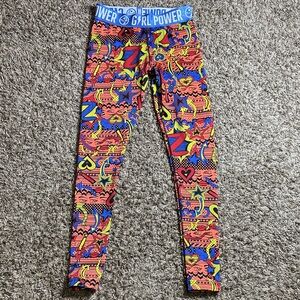 Zumba Wear Medium Leggings Multi Color Print Stretch Dance Workout Athleisure